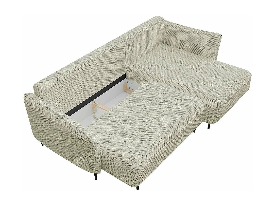 Canapé d'angle TrendyNest 101, Brun clair, Fonction de couchage, Boîte de literie, 244cm