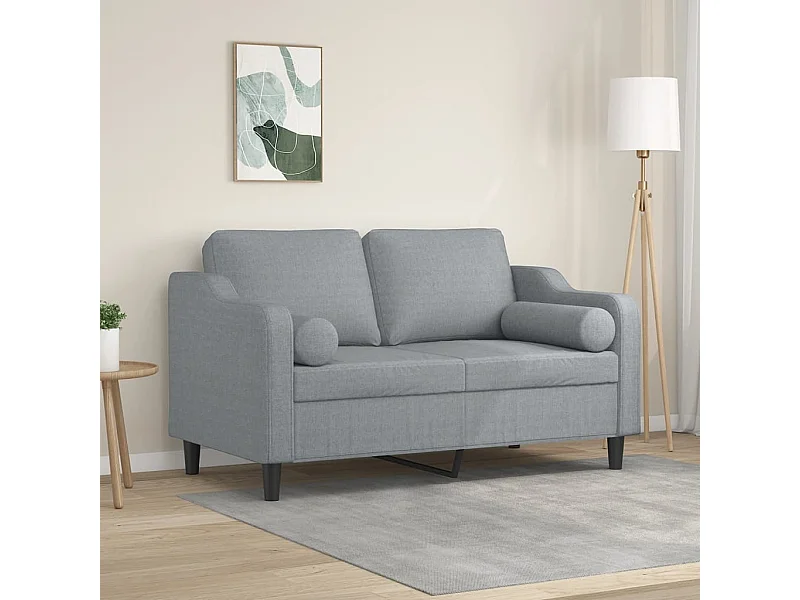 2-Sitzer-Sofa mit Zierkissen Hellgrau 120 cm Stoff