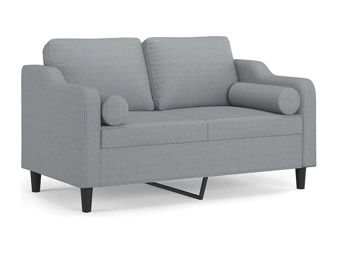 2-Sitzer-Sofa mit Zierkissen Hellgrau 120 cm Stoff
