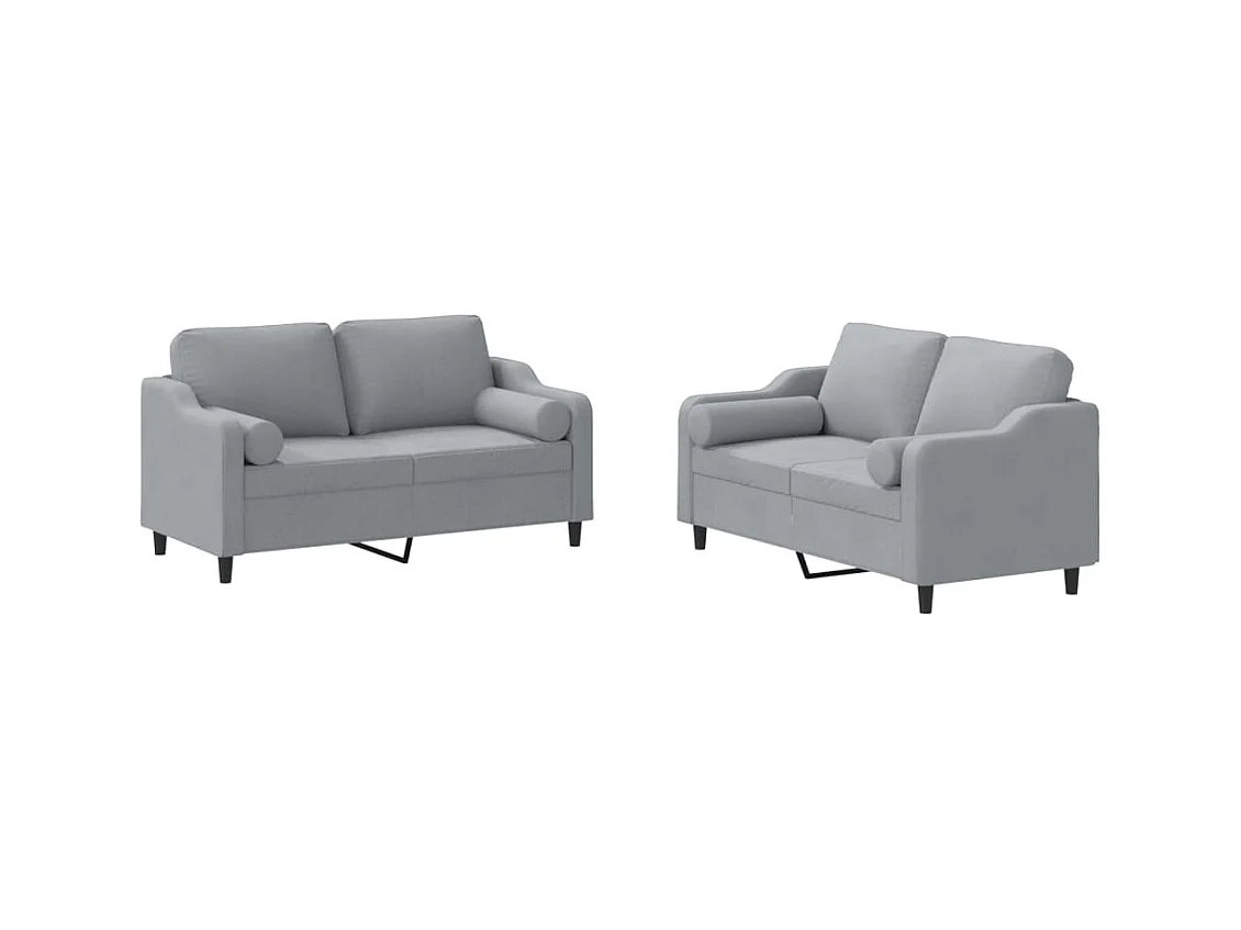 Ensemble de canapés 2 pcs coussins gris clair tissu