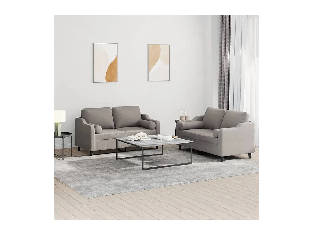 2-delige Loungeset met kussens stof taupe