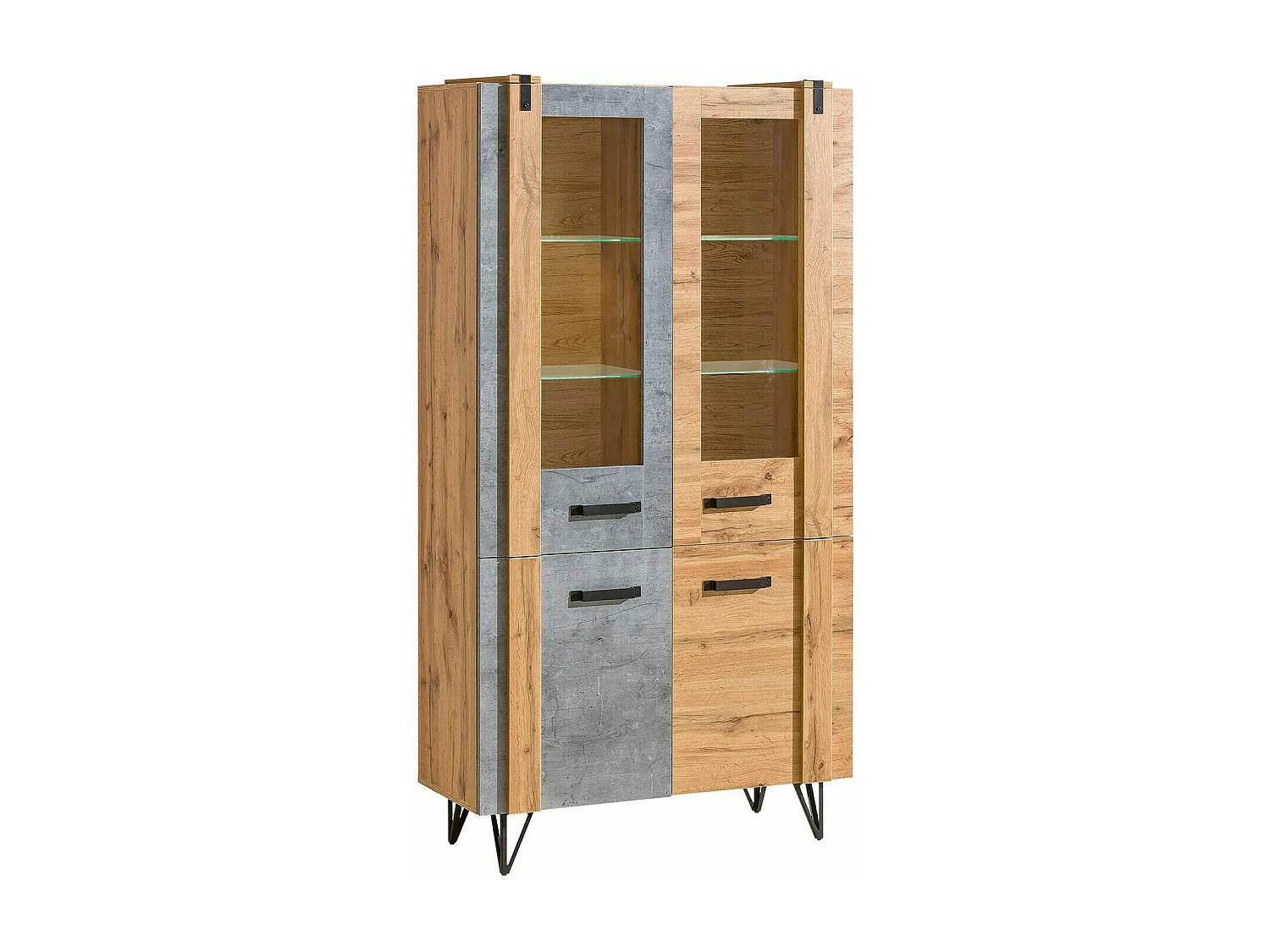 Étagère Domdele 102, Fermé|Avec des portes, Verre|Stratifié, Le nombre de portes: 4, 90cm