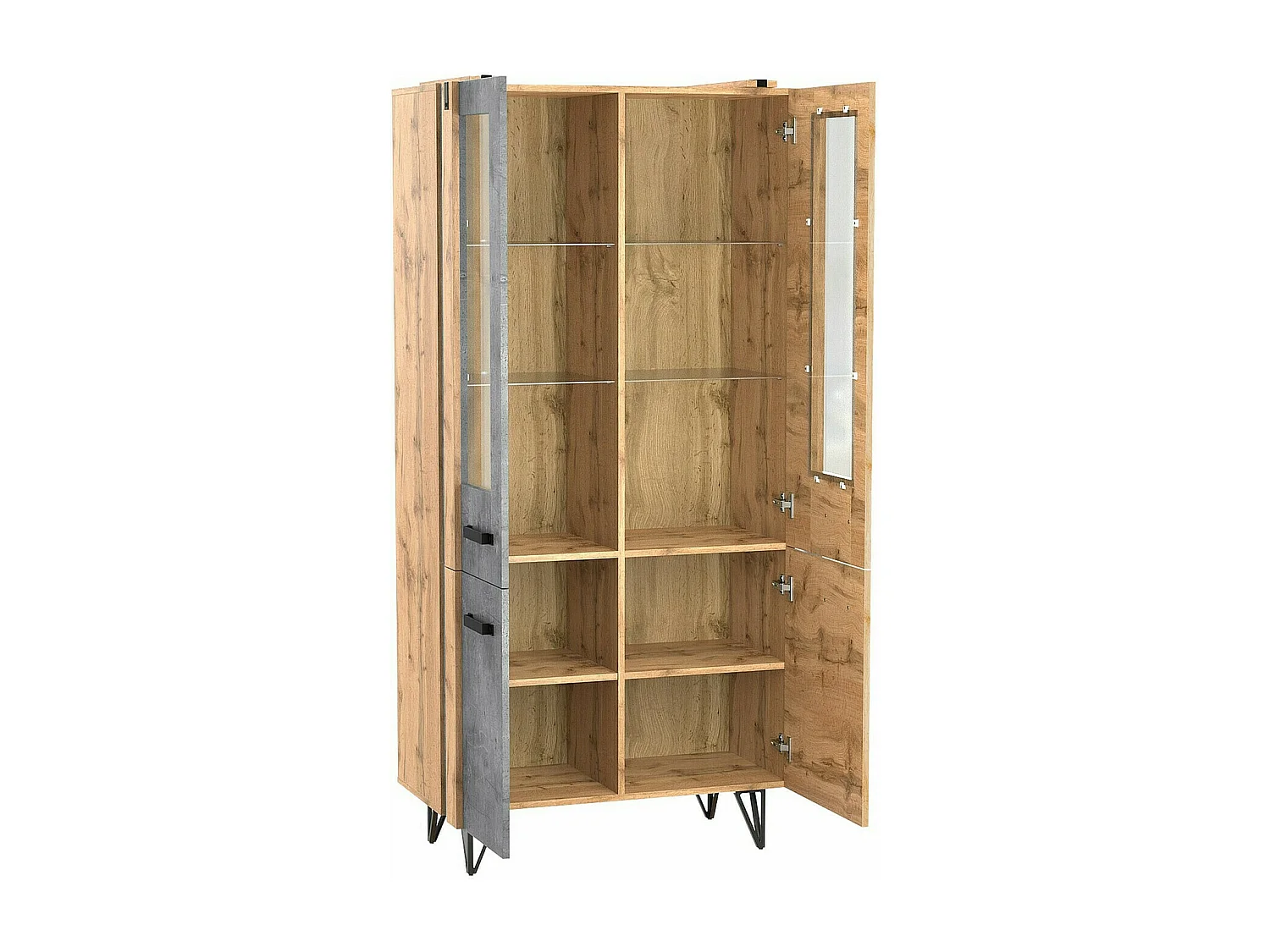 Étagère Domdele 102, Fermé|Avec des portes, Verre|Stratifié, Le nombre de portes: 4, 90cm