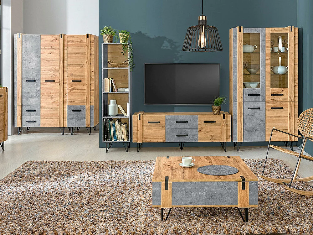 Étagère Domdele 102, Fermé|Avec des portes, Verre|Stratifié, Le nombre de portes: 4, 90cm