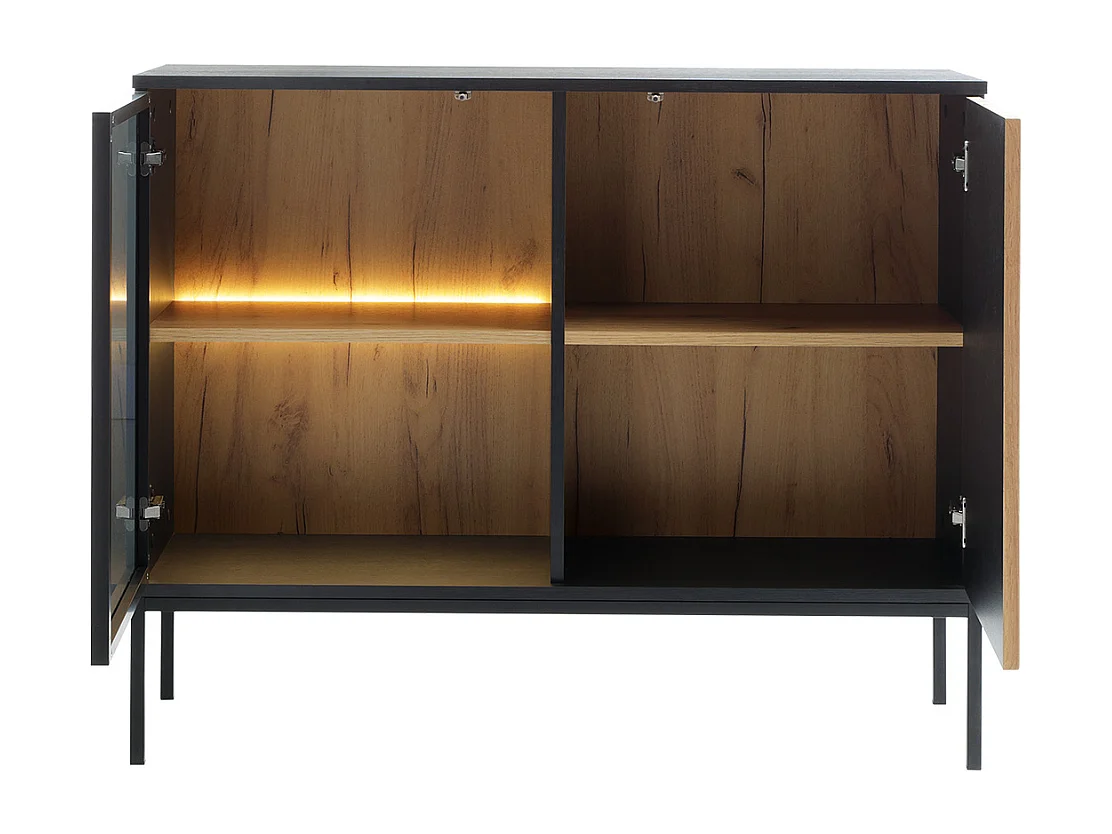 Cómoda AMBIHOME ANNA - Grafite Preto/Carvalho Wotan, C104xP39xA83cm