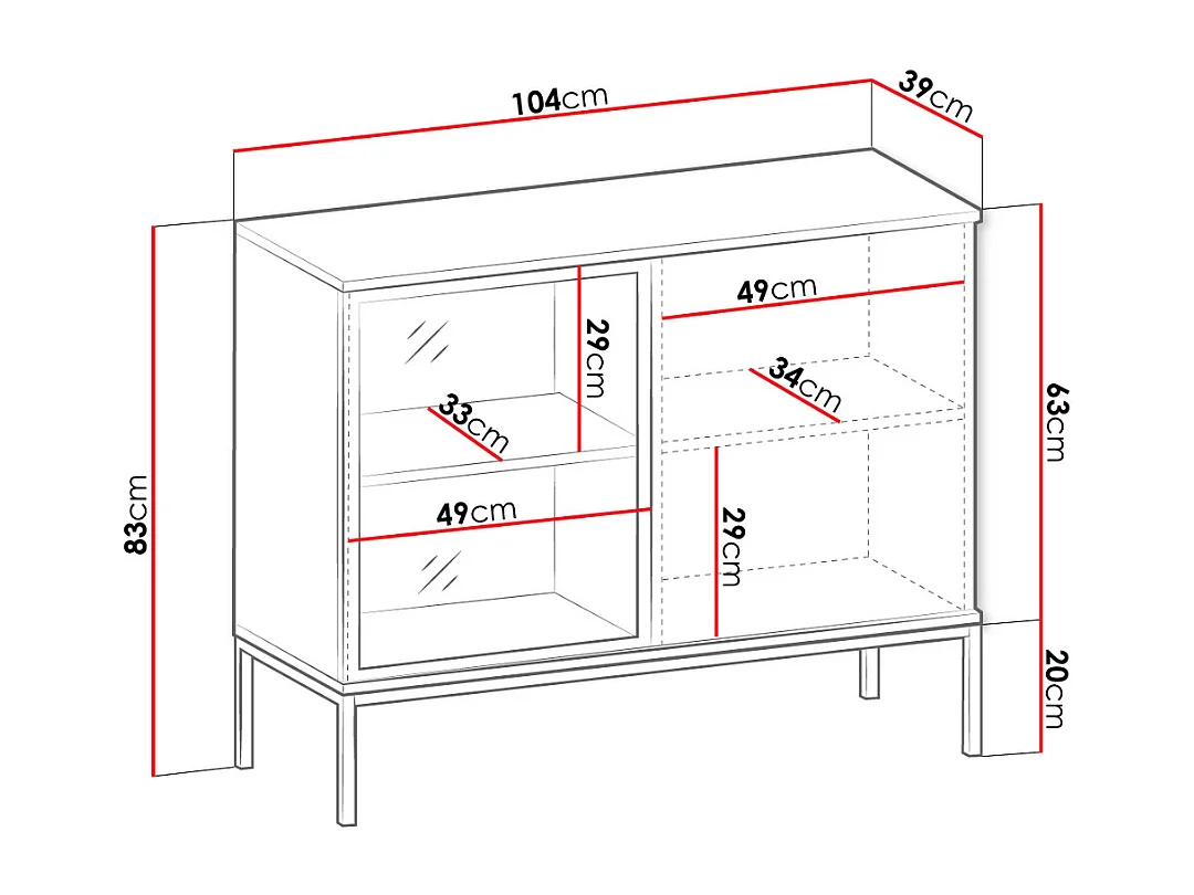 Cómoda AMBIHOME ANNA - Grafite Preto/Carvalho Wotan, C104xP39xA83cm