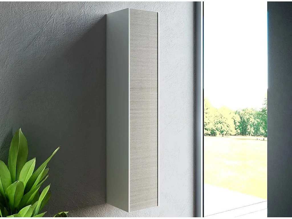 Colonne de salle de bain laqué blanc et beige Lago L 25cm