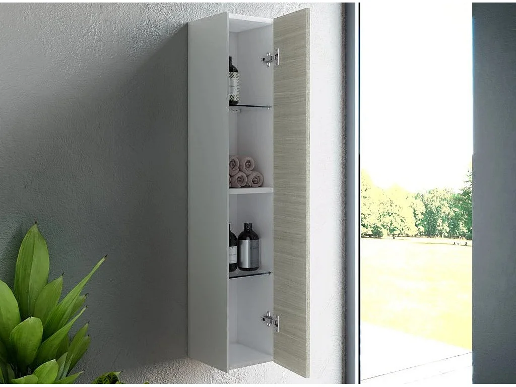 Colonne de salle de bain laqué blanc et beige Lago L 25cm