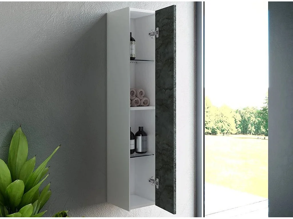 Colonne de salle de bain laqué blanc et gris oxyde Lago L 25cm