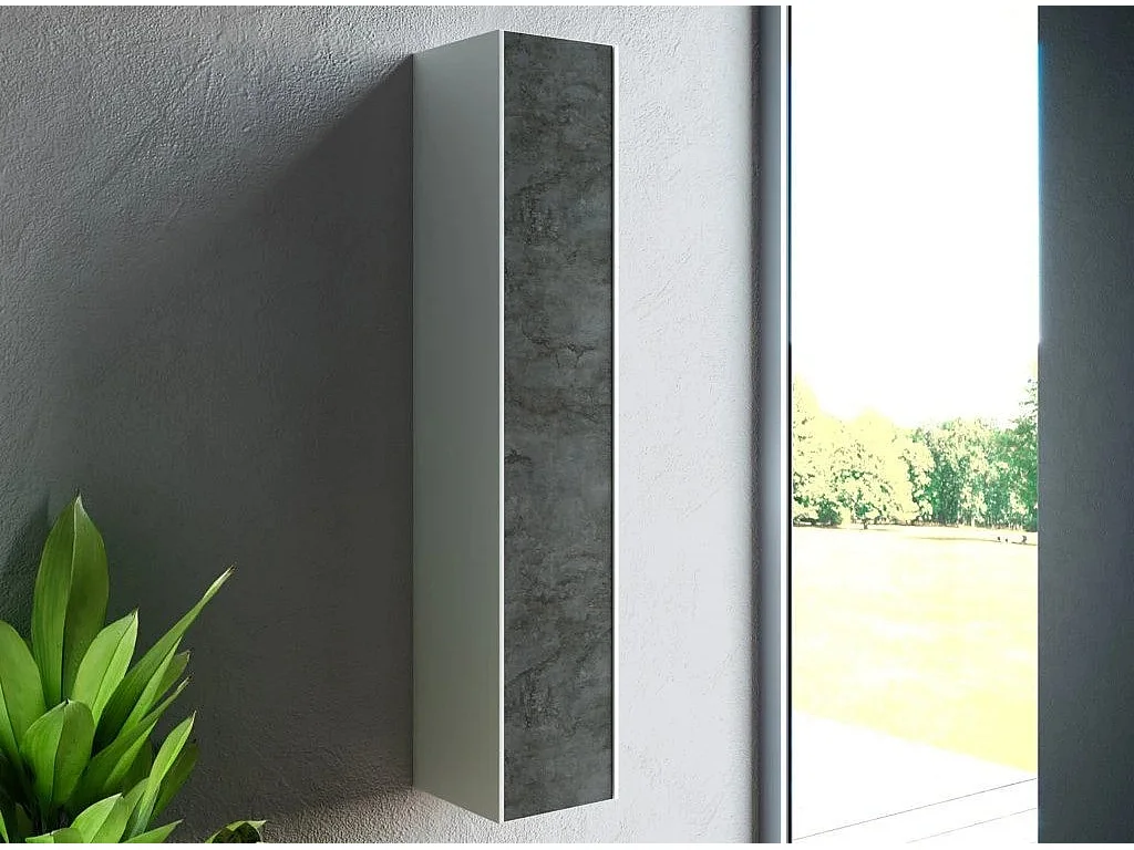 Colonne de salle de bain laqué blanc et gris oxyde Lago L 25cm