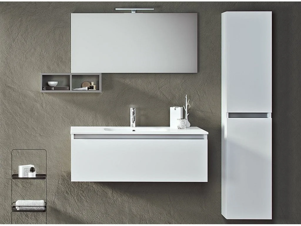 Colonne de salle de bain mélaminé blanc mat Teph L 35cm