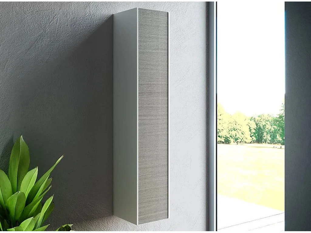 Colonne de salle de bain laqué blanc et gris Lago L 25cm