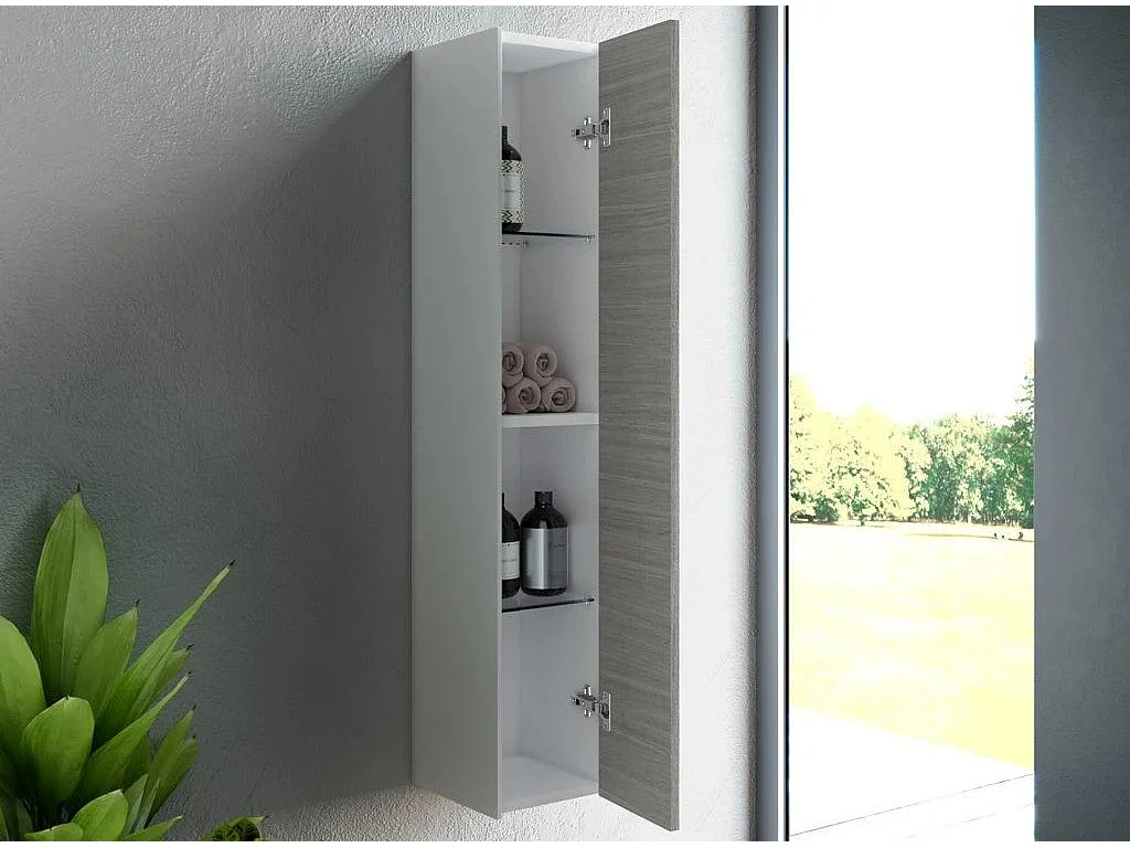 Wit en grijs gelakte badkamerkolom Lago L 25 cm