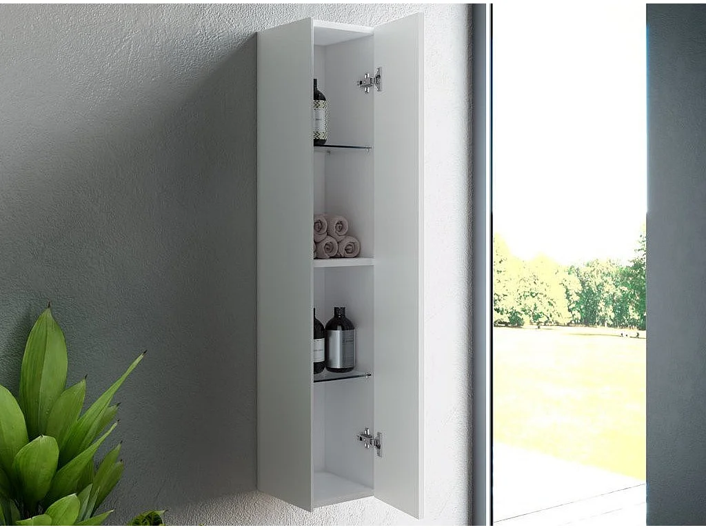 Colonne de salle de bain laqué blanc mat Lago L 25cm