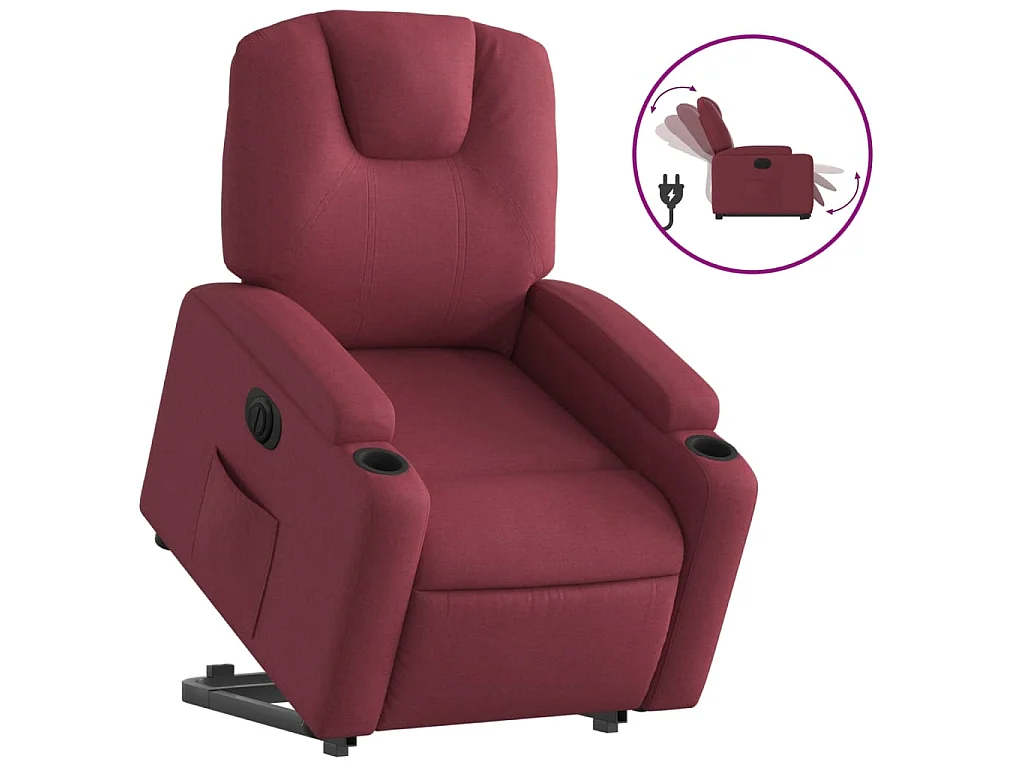 Sta-op-stoel elektrisch verstelbaar stof wijnrood