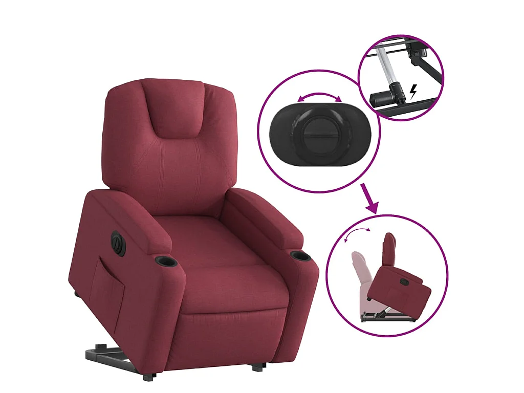 Sta-op-stoel elektrisch verstelbaar stof wijnrood