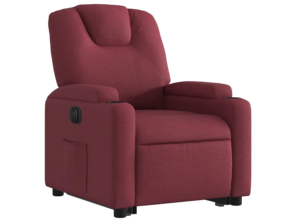 Poltrona reclinável elevatória elétrica tecido vermelho-tinto