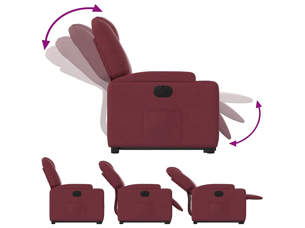 Poltrona reclinável elevatória elétrica tecido vermelho-tinto