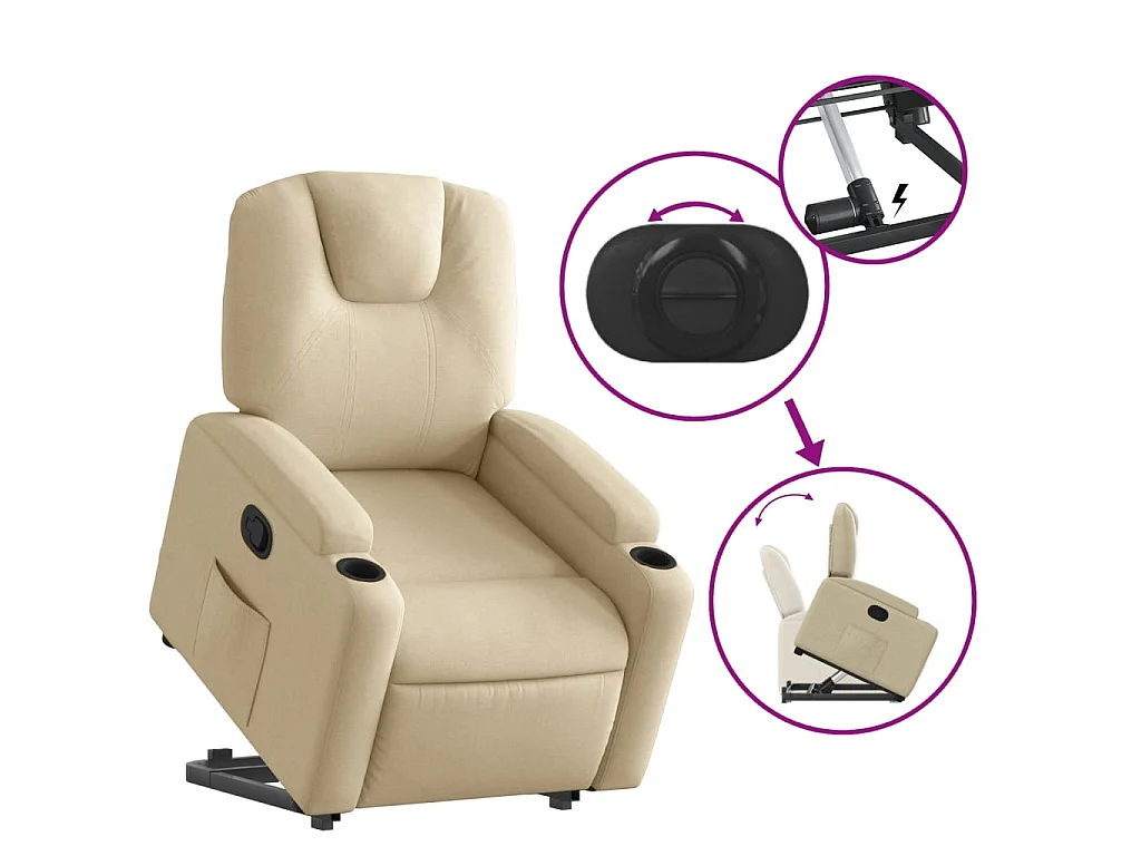 Fauteuil inclinable Crème Tissu