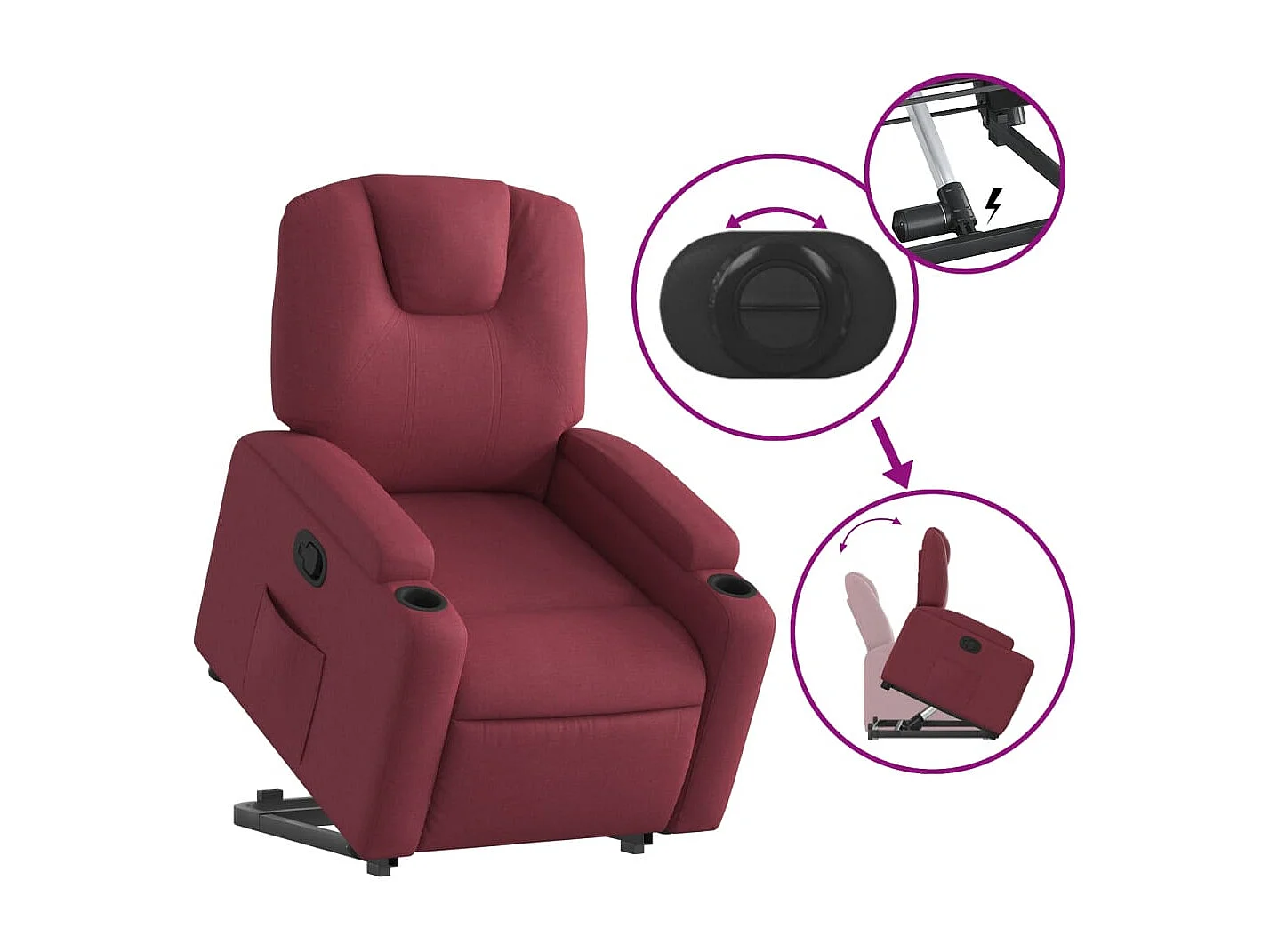Poltrona reclinável elevatória tecido vermelho tinto