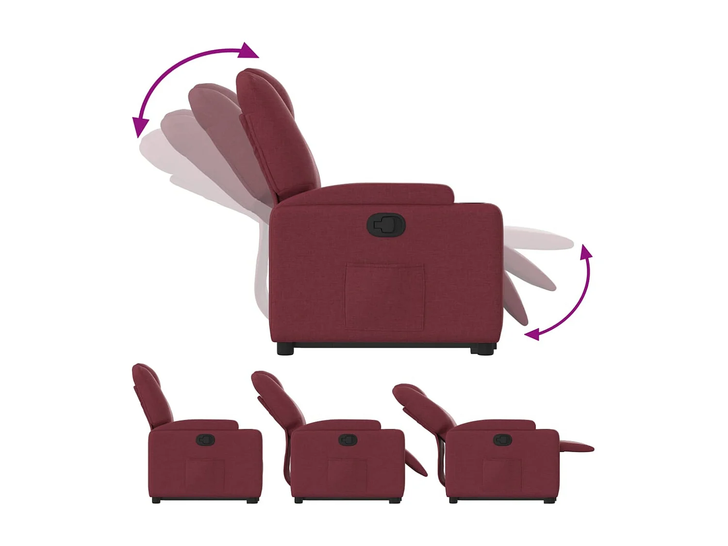 Poltrona reclinável elevatória tecido vermelho tinto
