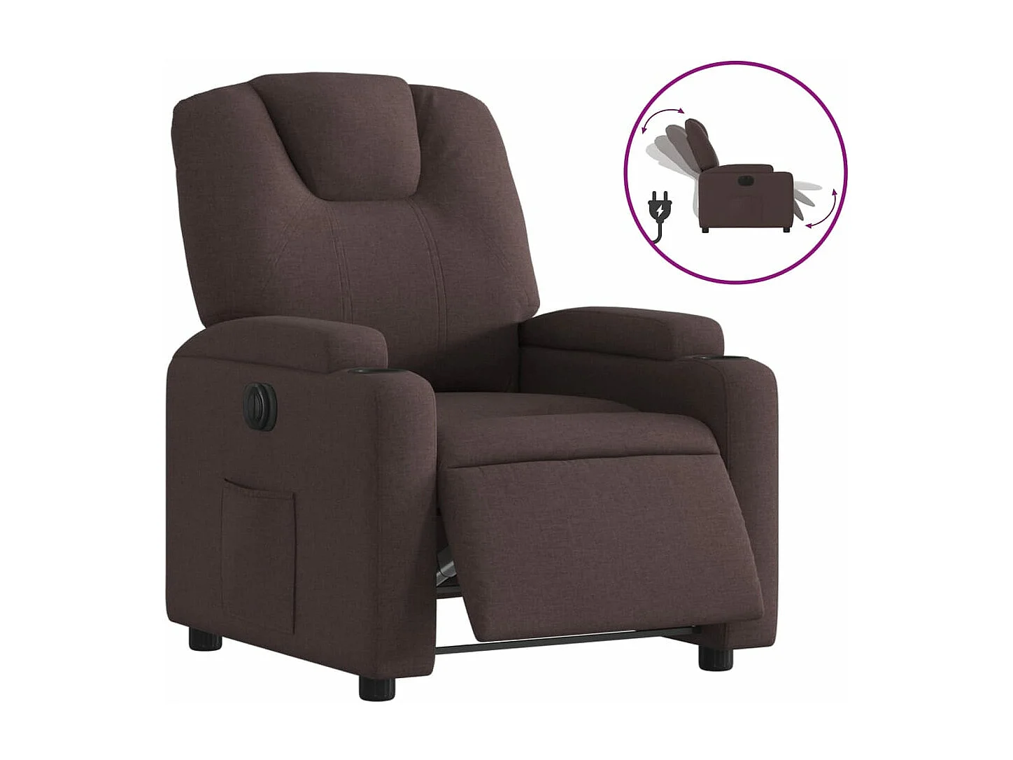 Fauteuil inclinable électrique Marron foncé Tissu