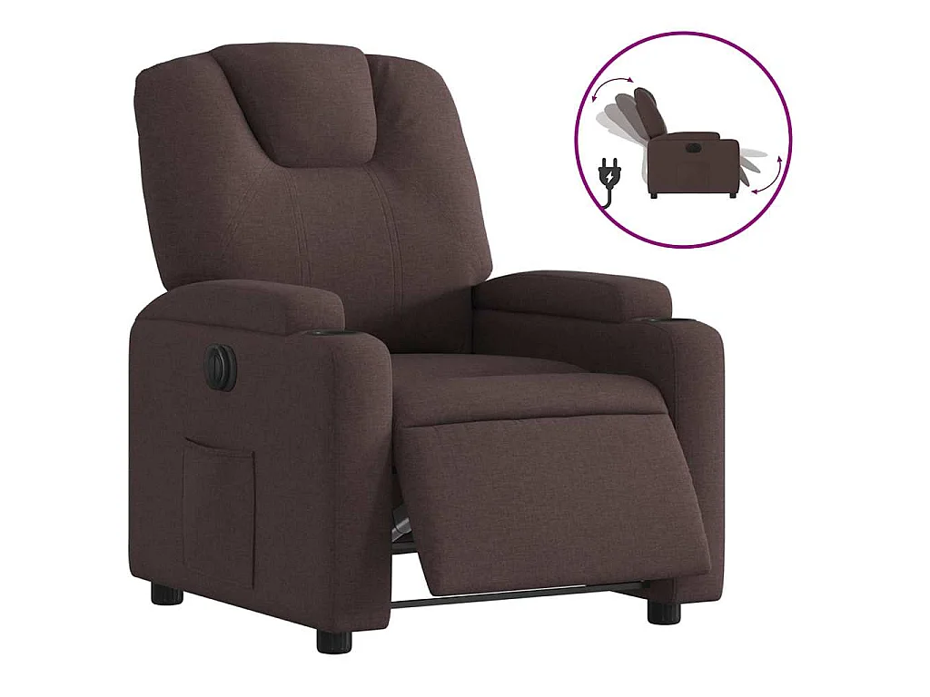 Fauteuil inclinable électrique Marron foncé Tissu