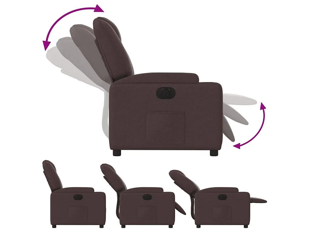 Fauteuil inclinable électrique Marron foncé Tissu