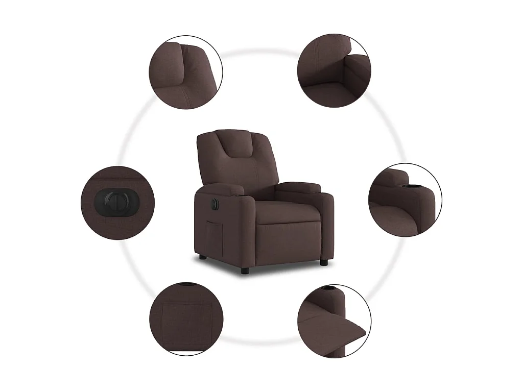Fauteuil inclinable électrique Marron foncé Tissu