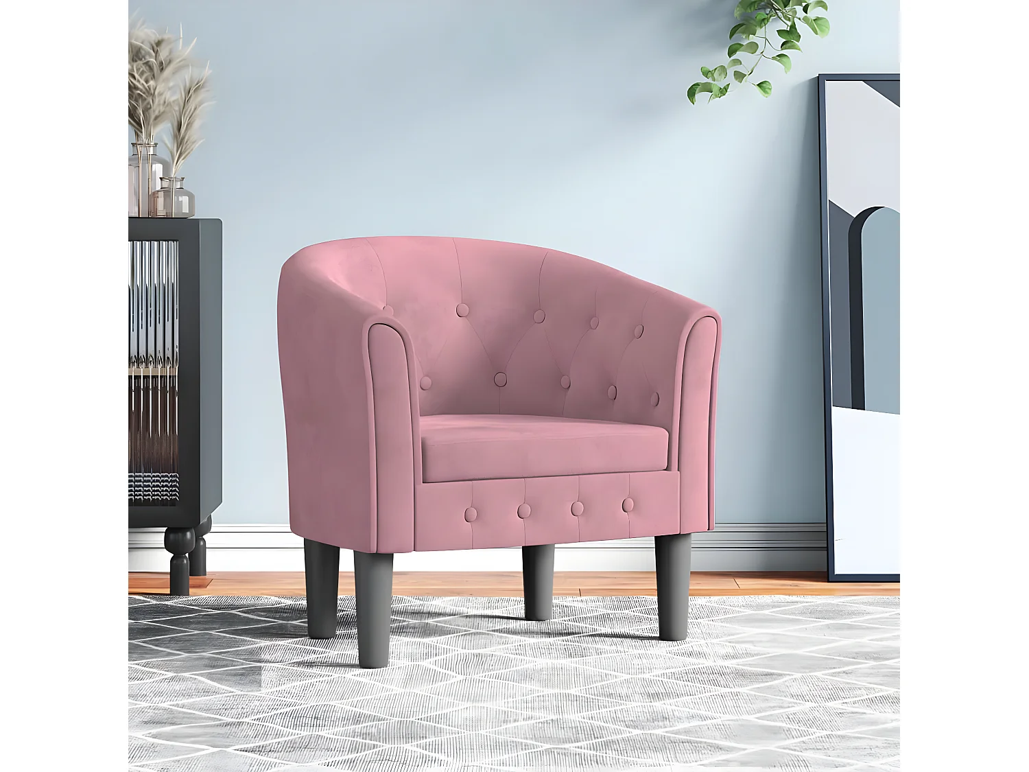 Kuipstoel fluweel roze