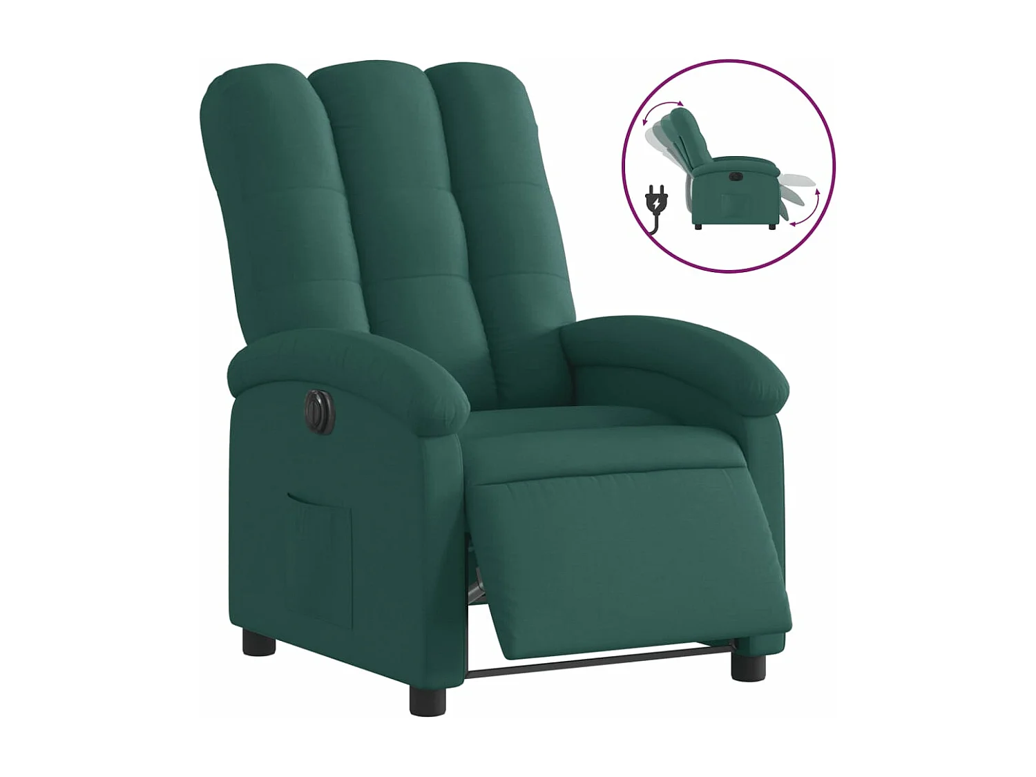 Fauteuil inclinable électrique Vert foncé Tissu