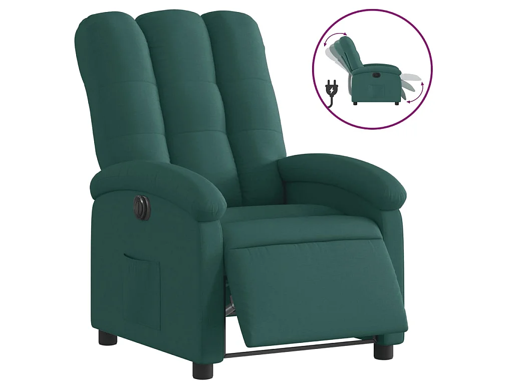 Fauteuil inclinable électrique Vert foncé Tissu