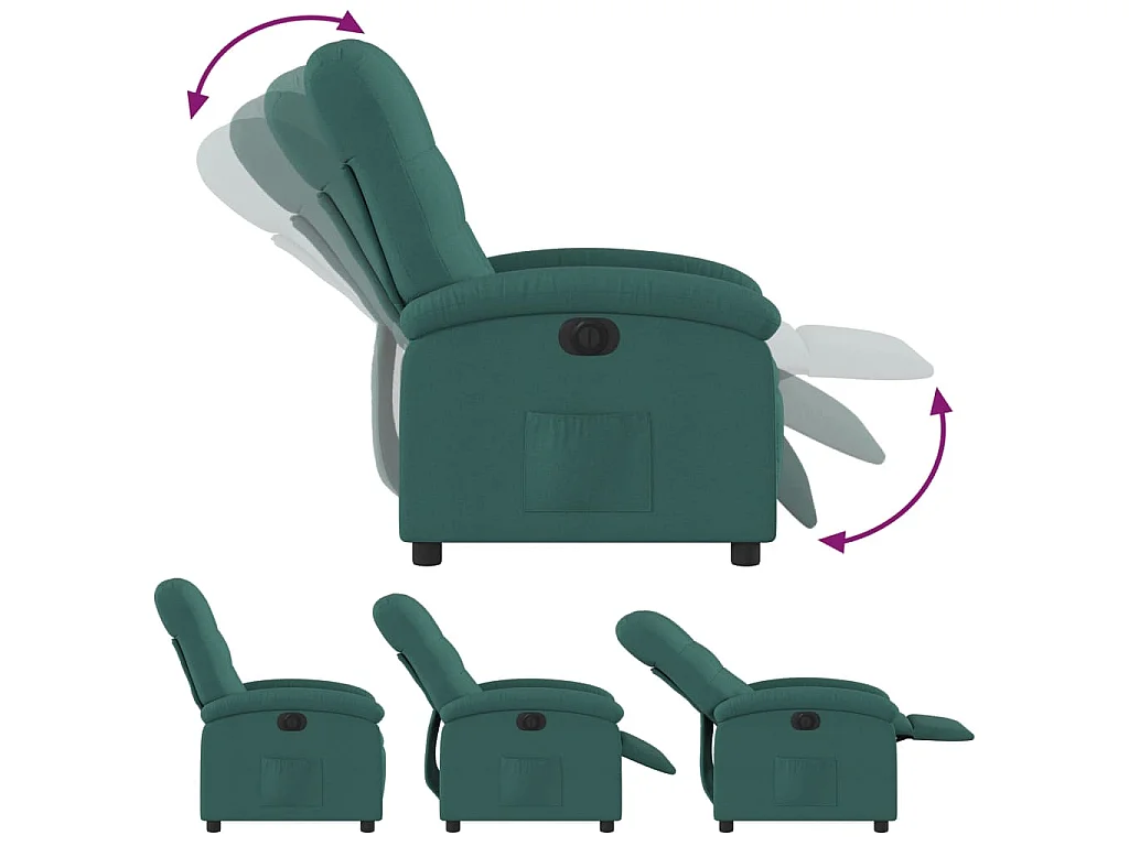 Fauteuil inclinable électrique Vert foncé Tissu