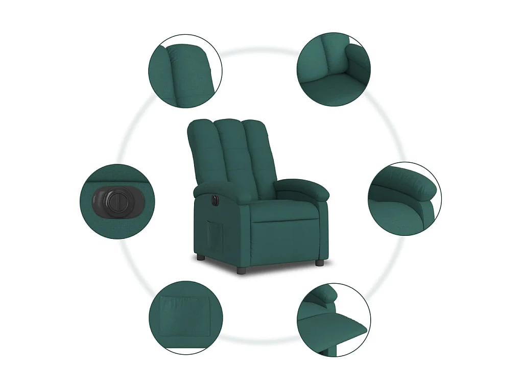 Fauteuil inclinable électrique Vert foncé Tissu