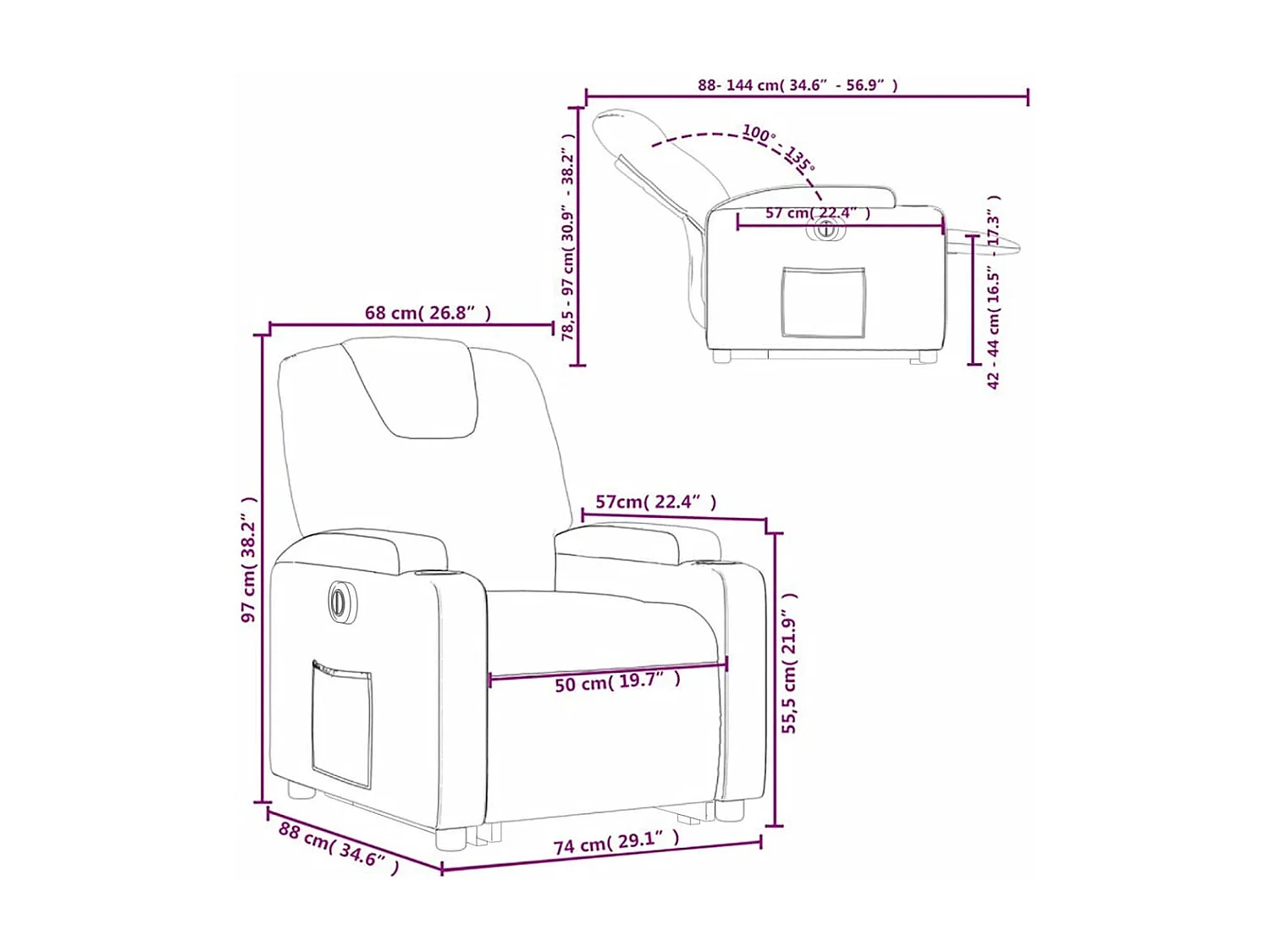 Relaxsessel mit Aufstehhilfe Elektrisch Creme Stoff