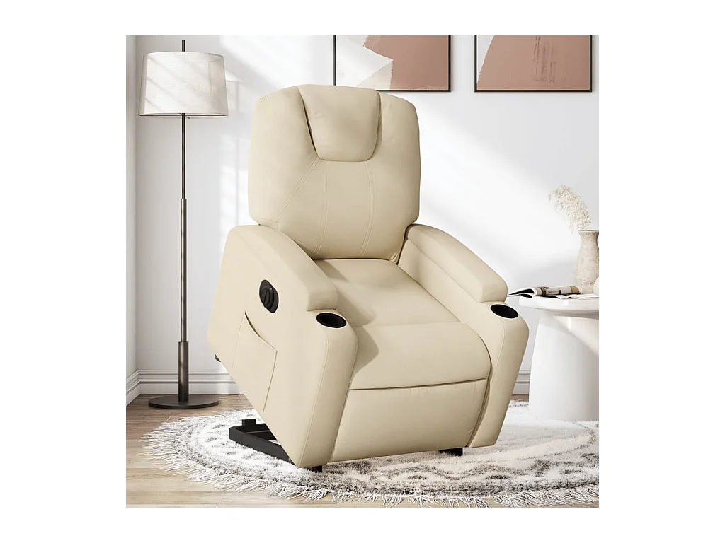 Fauteuil inclinable électrique crème tissu