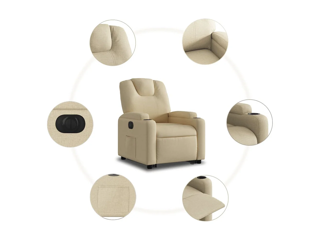 Fauteuil inclinable électrique crème tissu