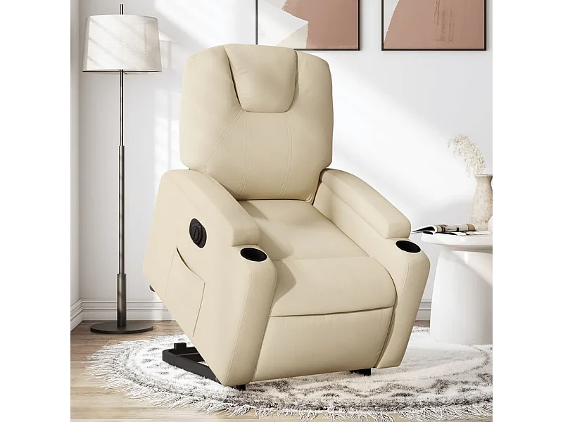 Relaxsessel mit Aufstehhilfe Elektrisch Creme Stoff