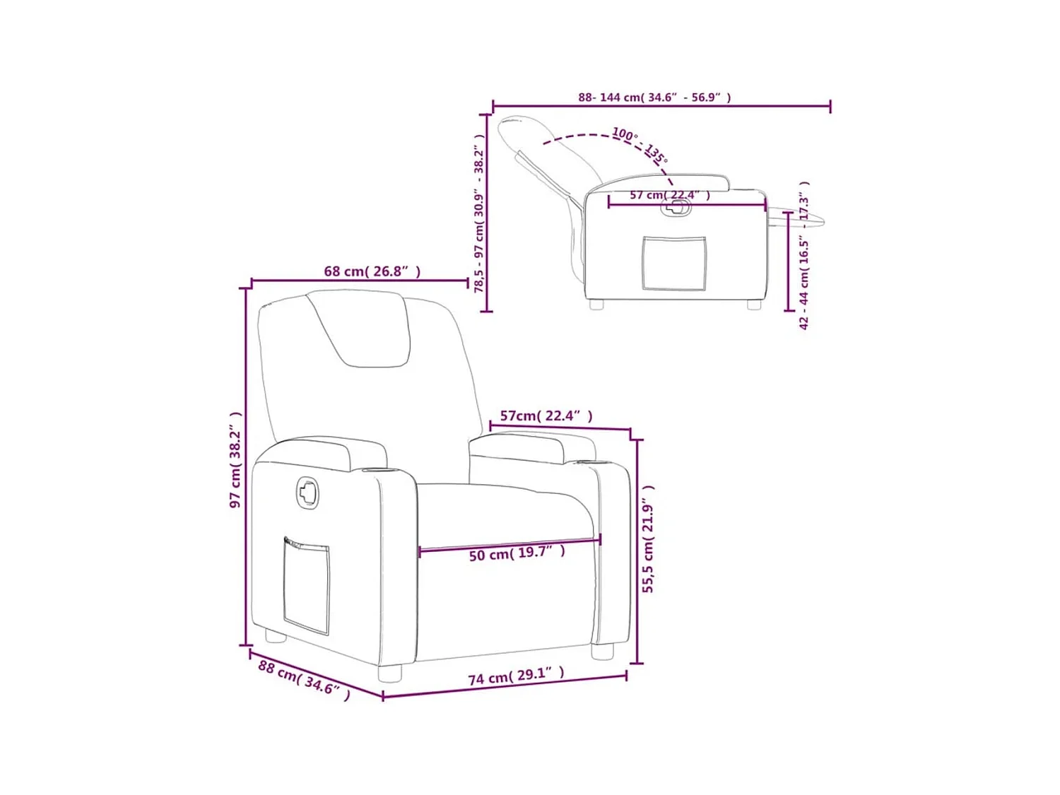 Fauteuil inclinable Crème Tissu