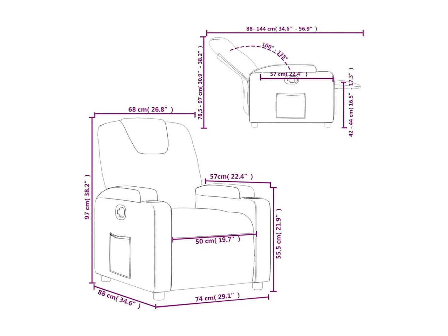 Fauteuil inclinable Crème Tissu