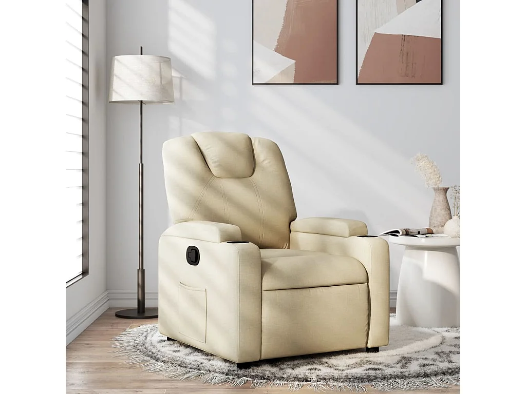 Fauteuil verstelbaar stof crèmekleurig