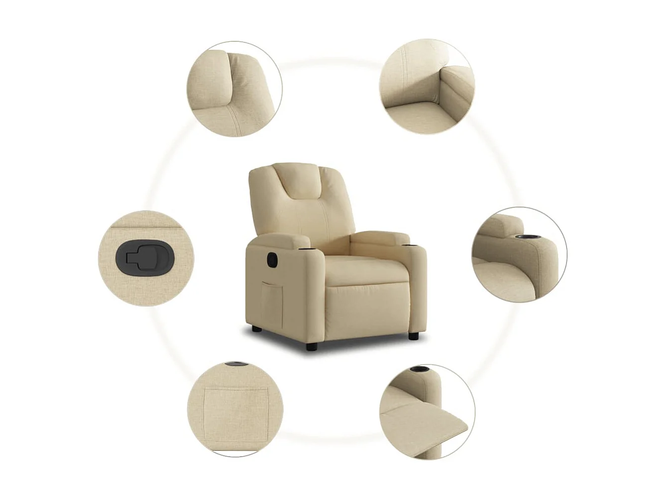 Fauteuil verstelbaar stof crèmekleurig
