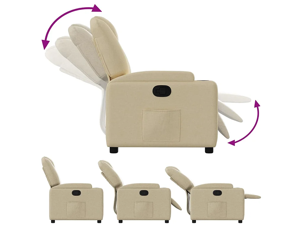Fauteuil verstelbaar stof crèmekleurig