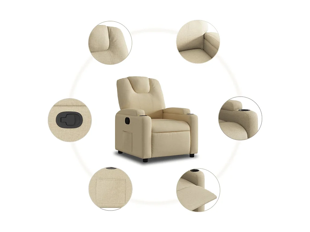 Fauteuil verstelbaar stof crèmekleurig