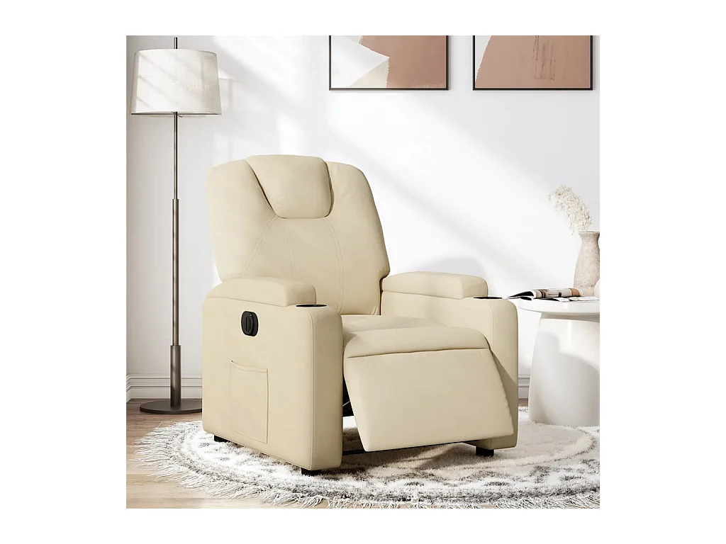 Fauteuil inclinable électrique Crème Tissu