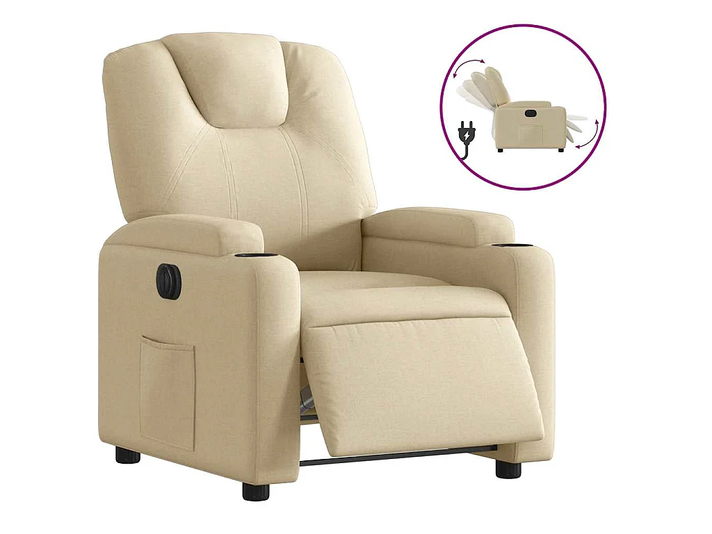 Fauteuil inclinable électrique Crème Tissu