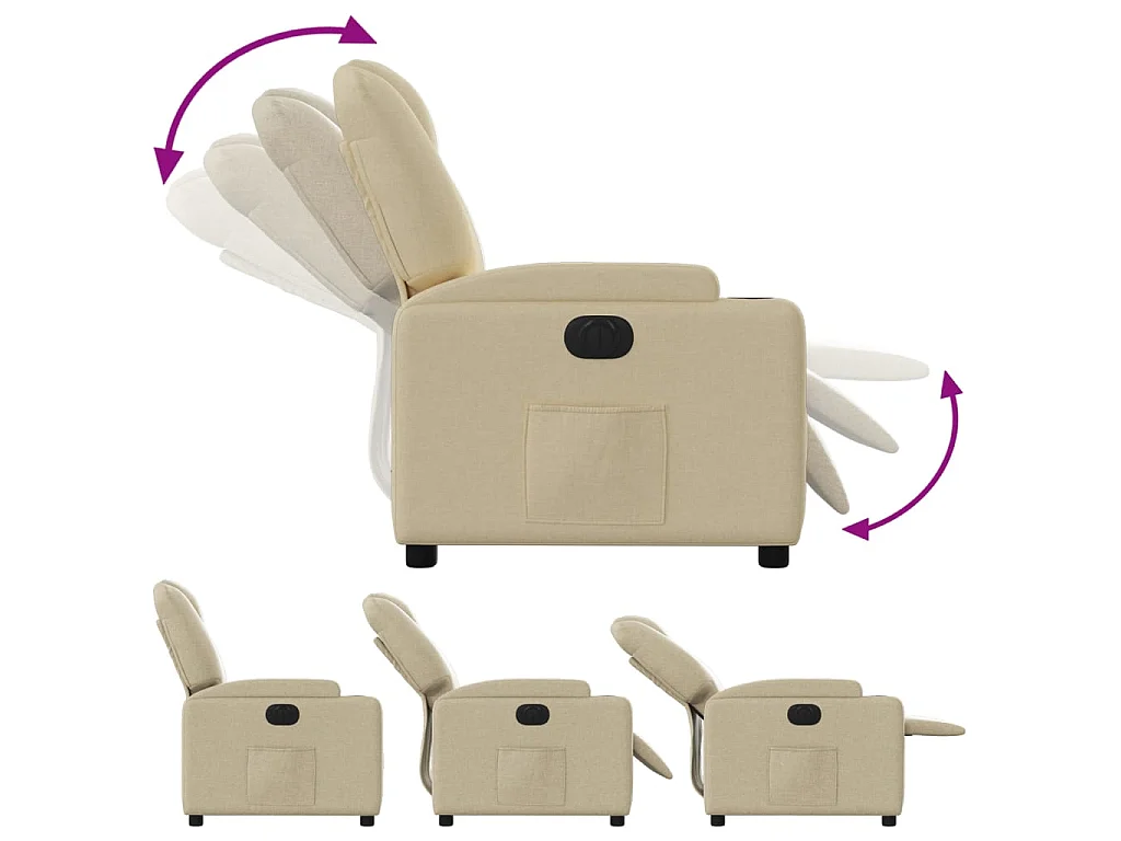 Fauteuil inclinable électrique Crème Tissu
