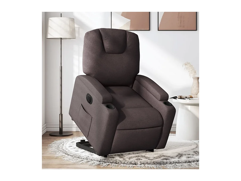 Fauteuil inclinable électrique marron foncé tissu