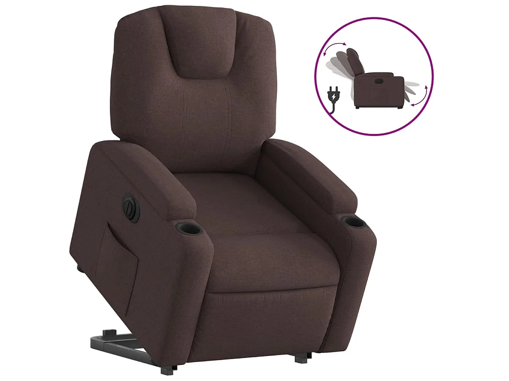 Fauteuil inclinable électrique marron foncé tissu