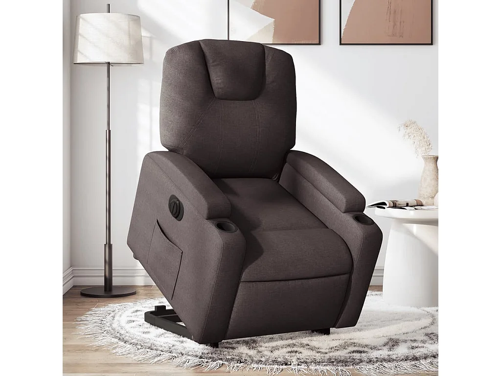 Fauteuil inclinable électrique marron foncé tissu
